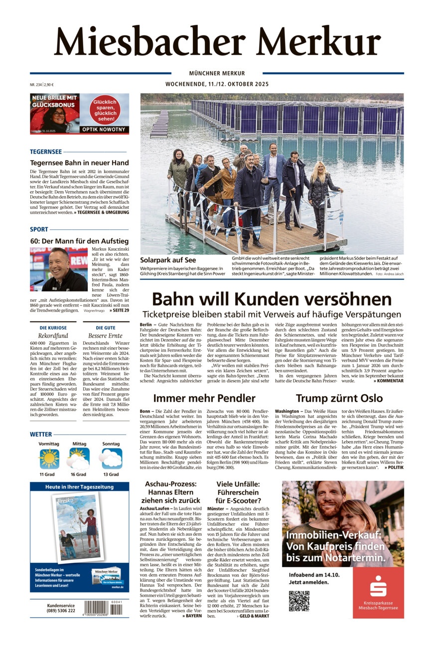 Miesbacher Merkur vom Samstag, 11.10.2025