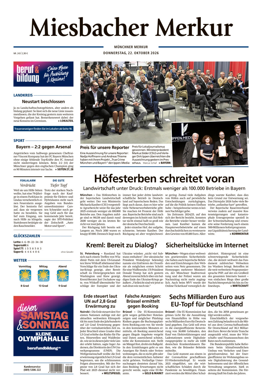 Miesbacher Merkur vom Donnerstag, 22.10.2026