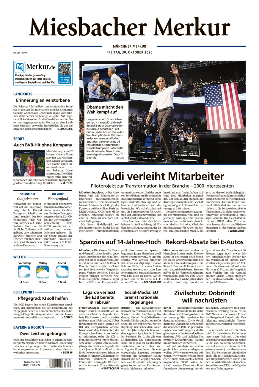 Miesbacher Merkur vom Freitag, 30.10.2026