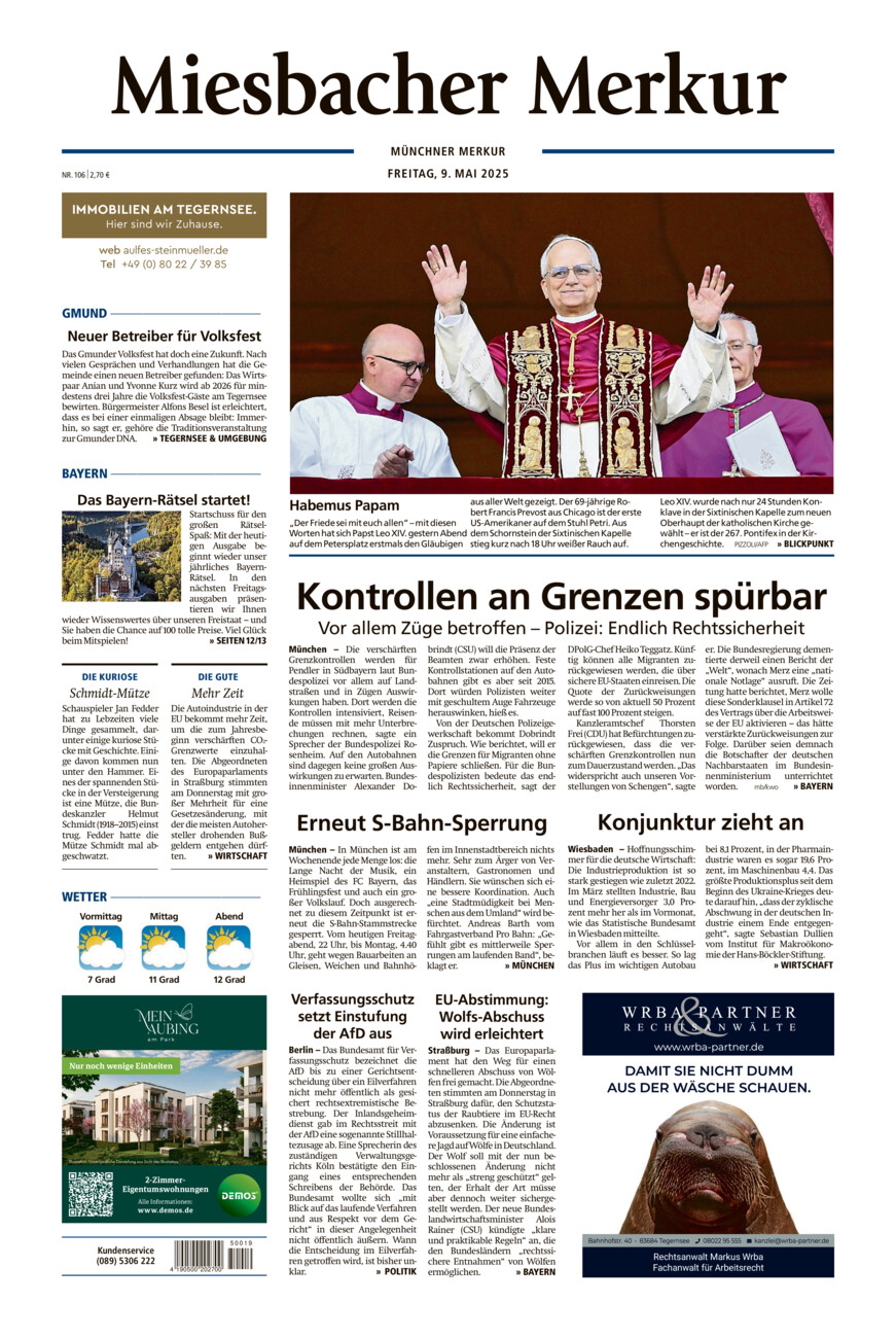 Miesbacher Merkur vom Freitag, 09.05.2025