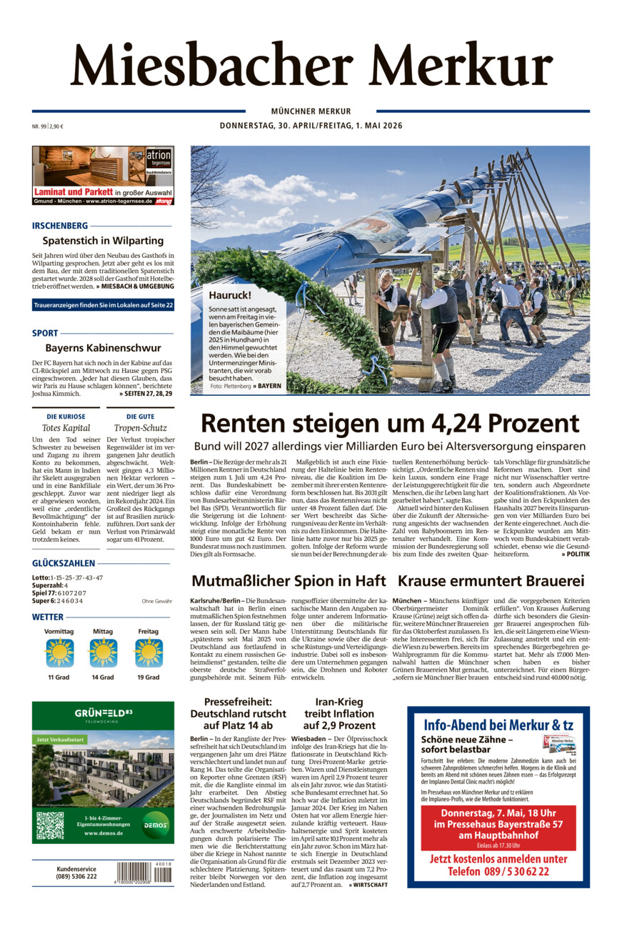 Miesbacher Merkur vom Donnerstag, 30.04.2026