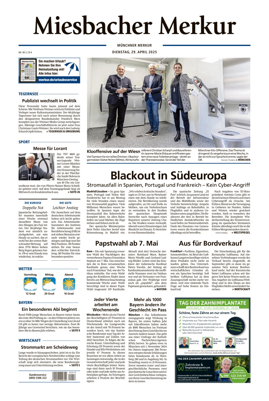 Miesbacher Merkur vom Dienstag, 29.04.2025