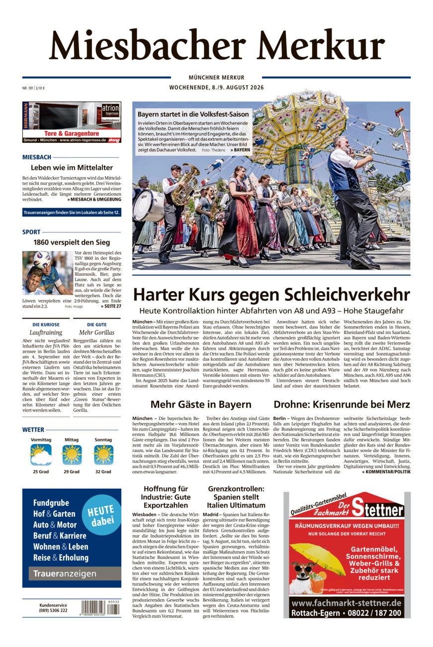 Miesbacher Merkur vom Samstag, 08.08.2026
