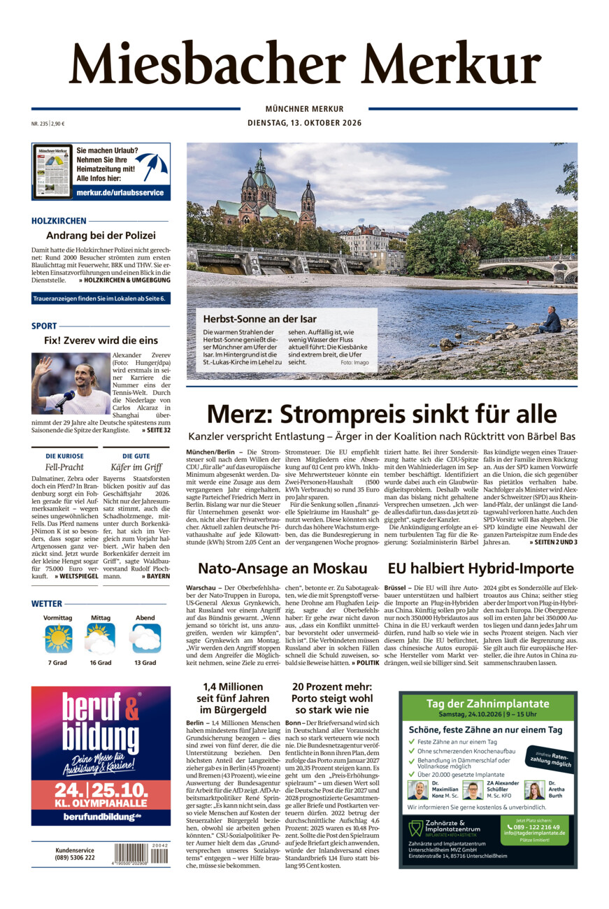 Miesbacher Merkur vom Dienstag, 13.10.2026