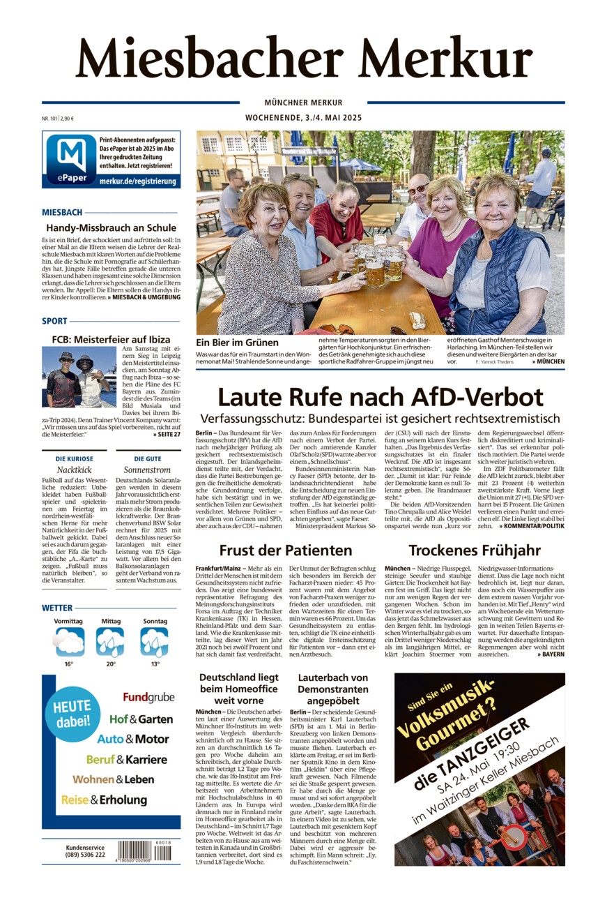Miesbacher Merkur vom Samstag, 03.05.2025