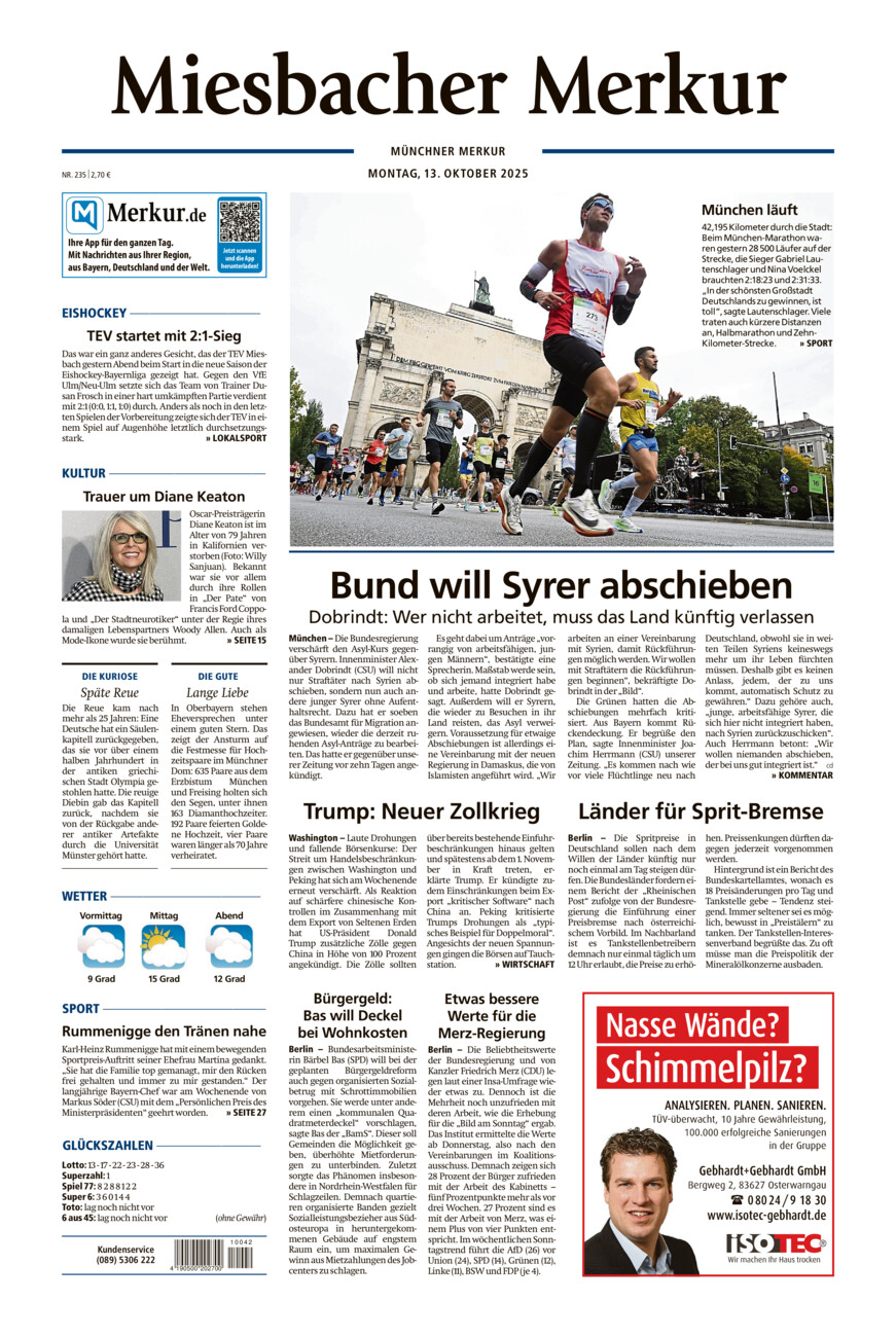 Miesbacher Merkur vom Montag, 13.10.2025