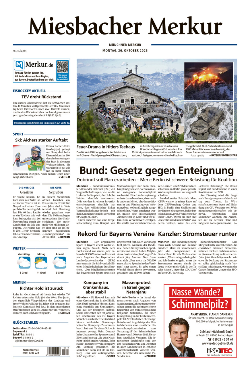 Miesbacher Merkur vom Montag, 26.10.2026