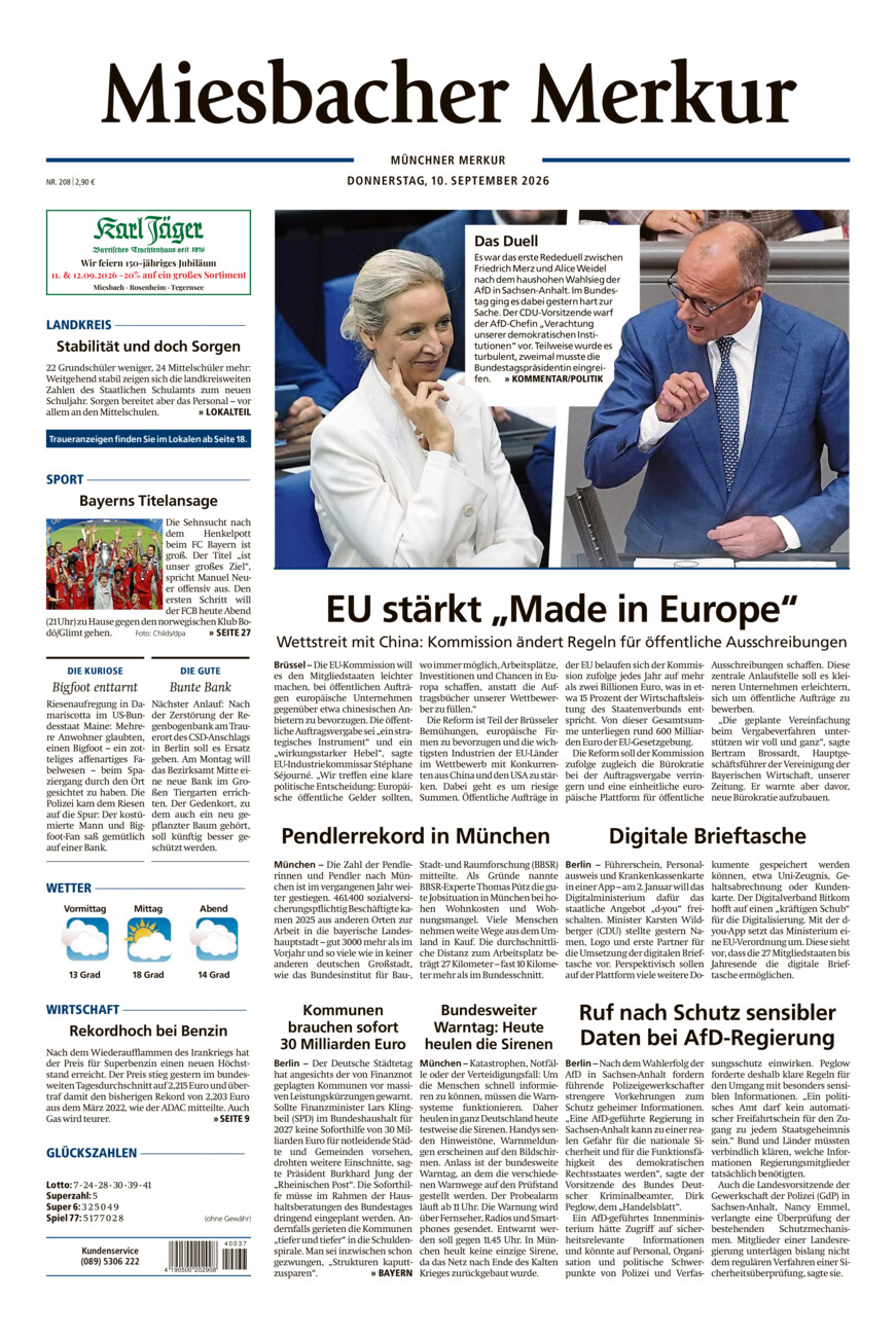 Miesbacher Merkur vom Donnerstag, 10.09.2026