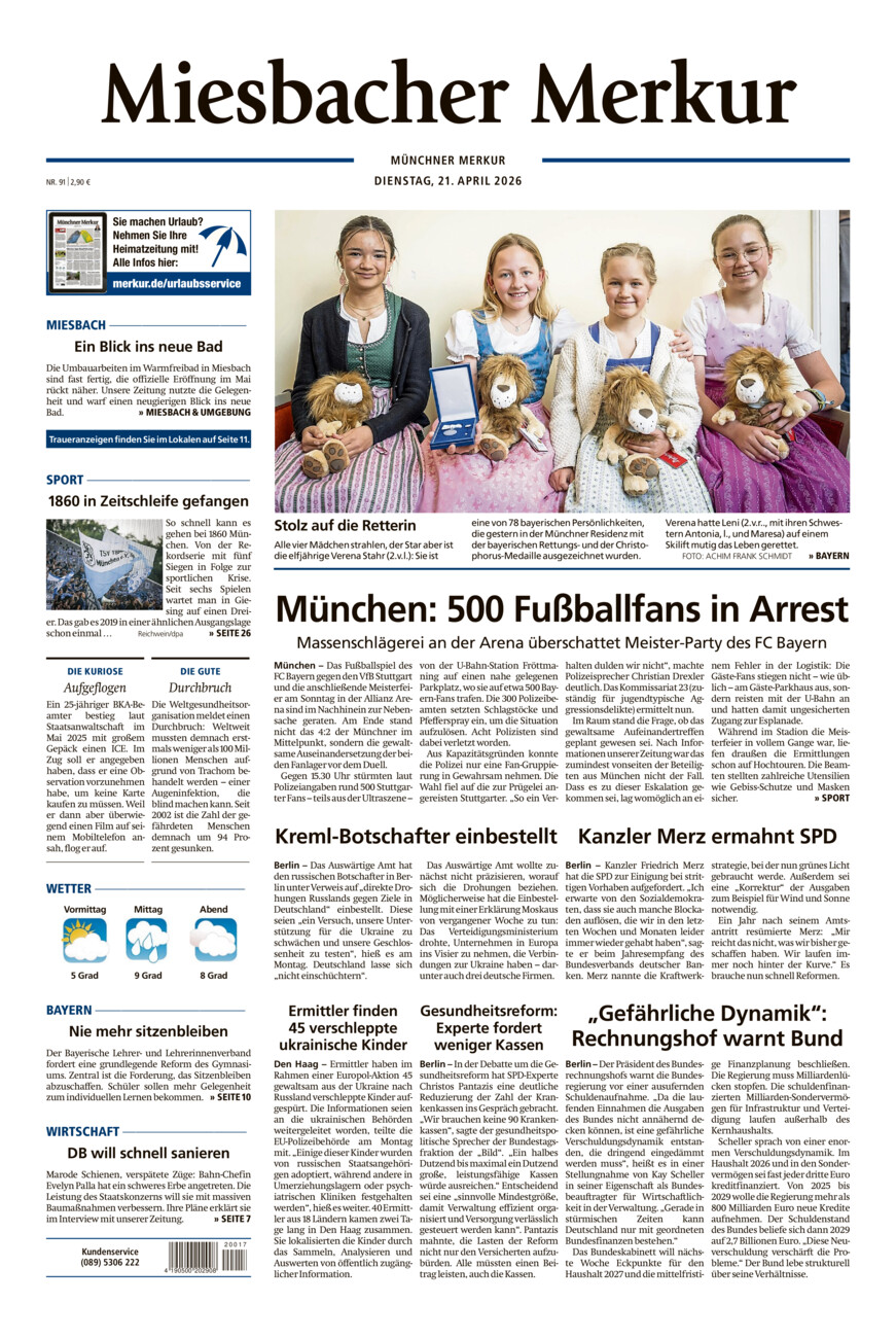 Miesbacher Merkur vom Dienstag, 21.04.2026