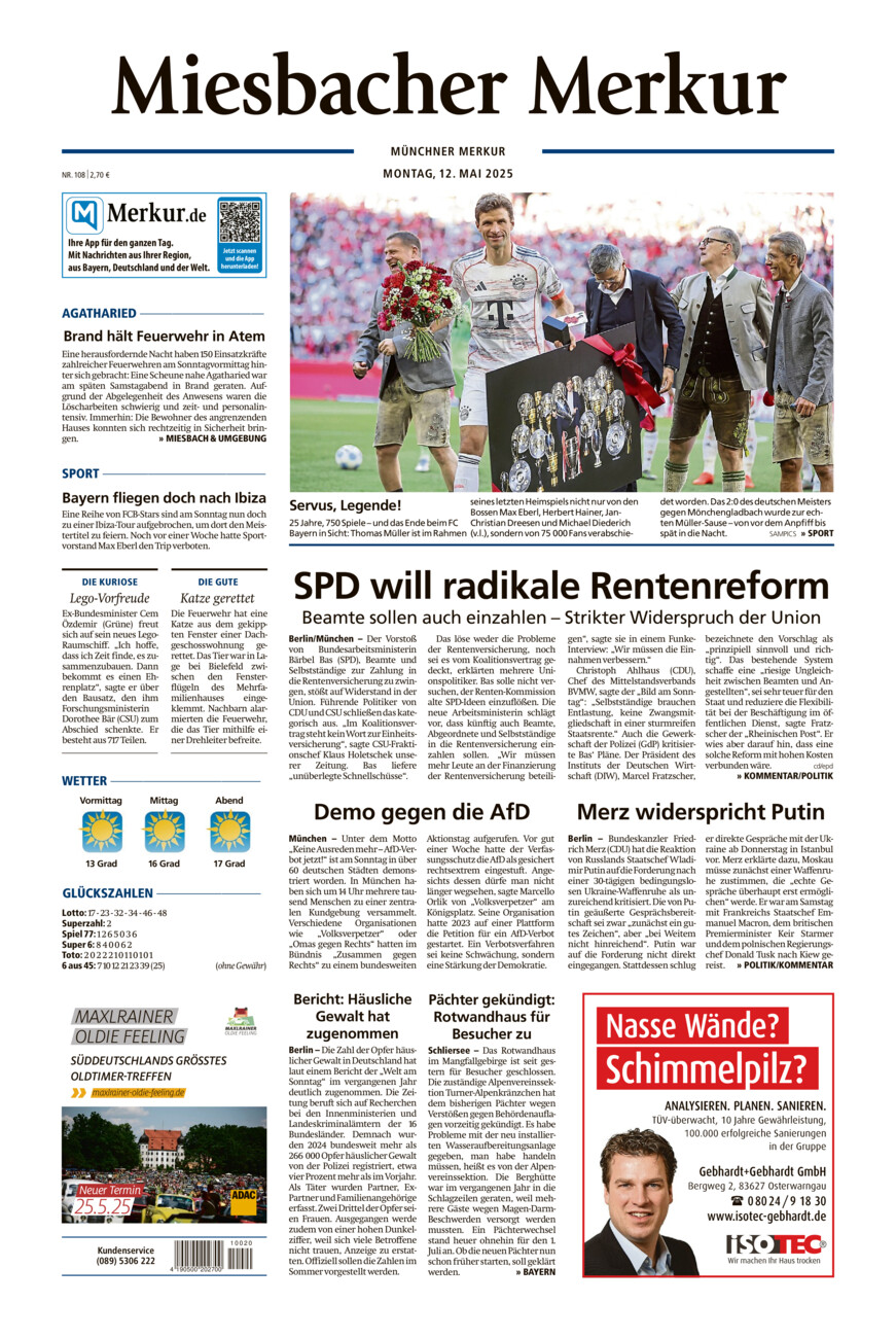 Miesbacher Merkur vom Montag, 12.05.2025