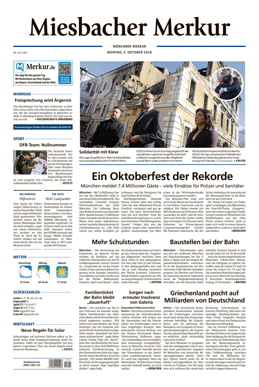 Miesbacher Merkur vom Montag, 05.10.2026