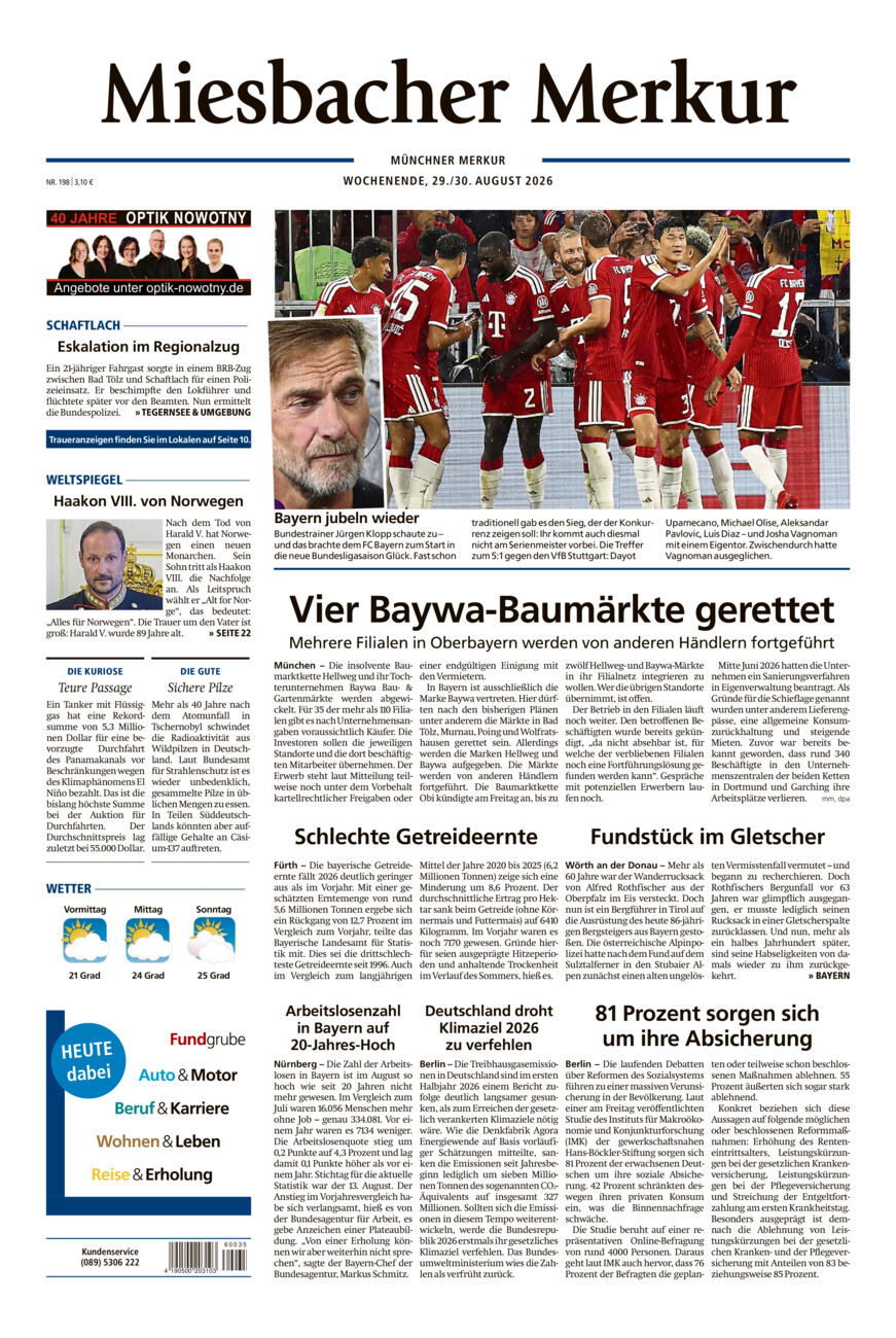 Miesbacher Merkur vom Samstag, 29.08.2026