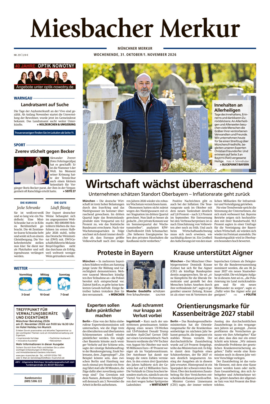 Miesbacher Merkur vom Samstag, 31.10.2026