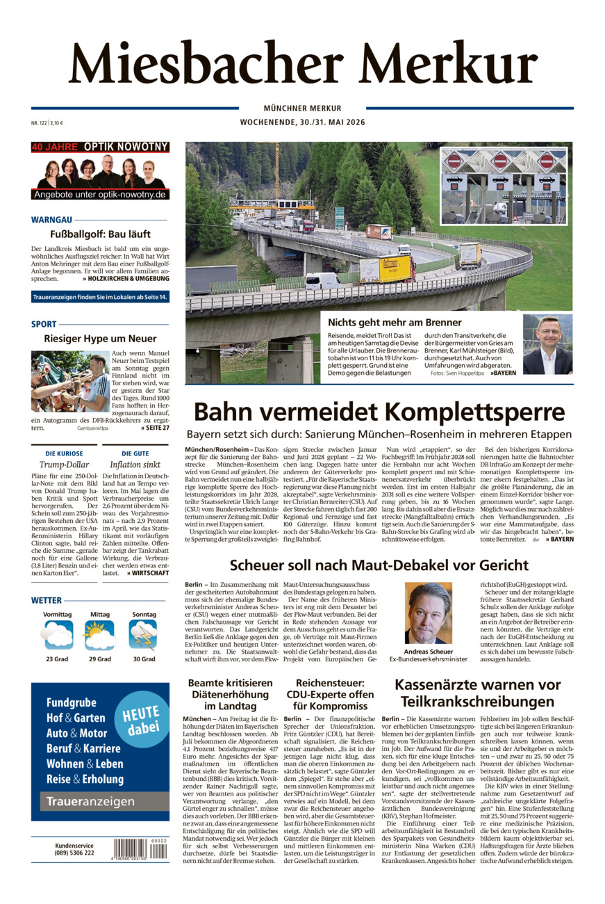 Miesbacher Merkur vom Samstag, 30.05.2026