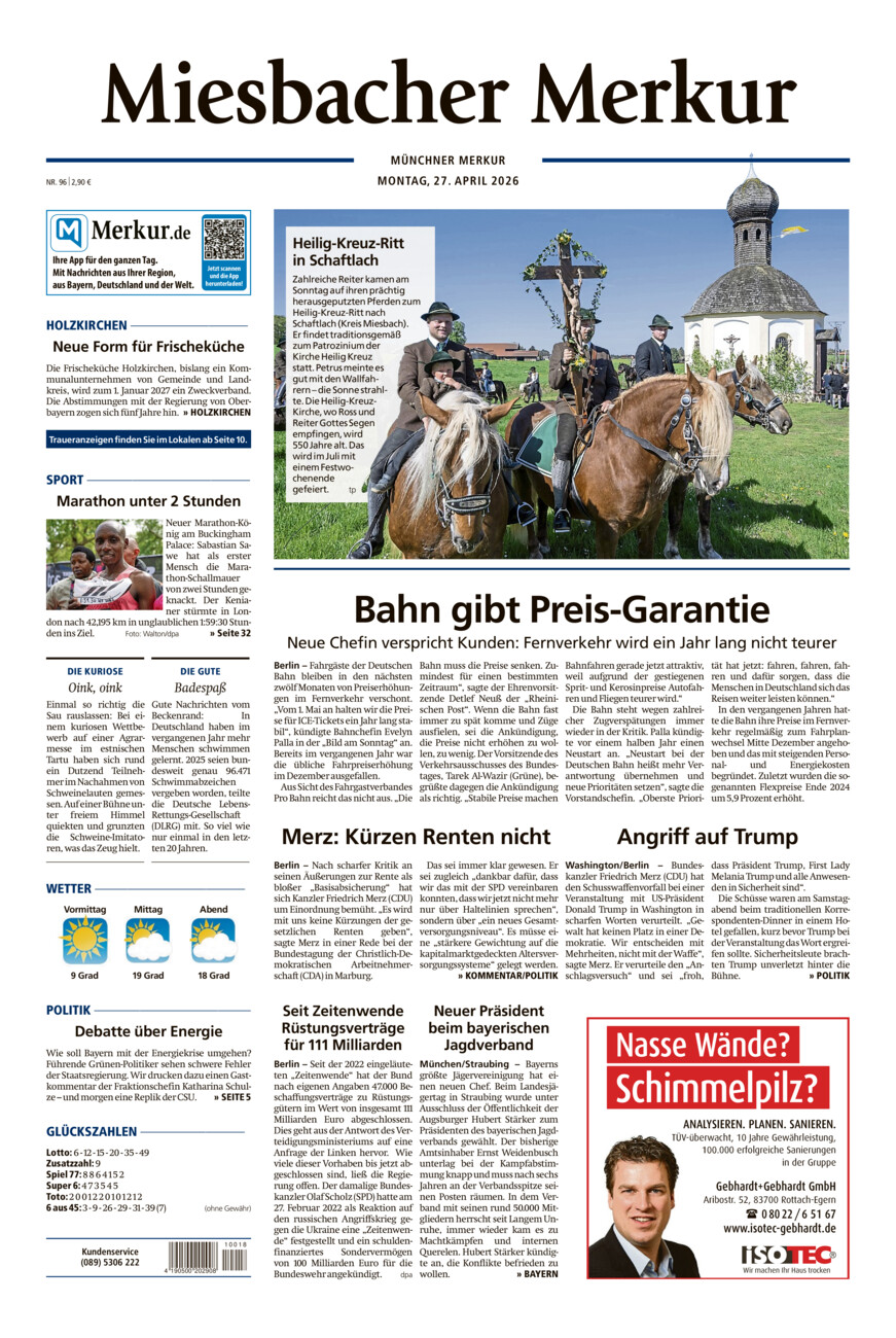 Miesbacher Merkur vom Montag, 27.04.2026