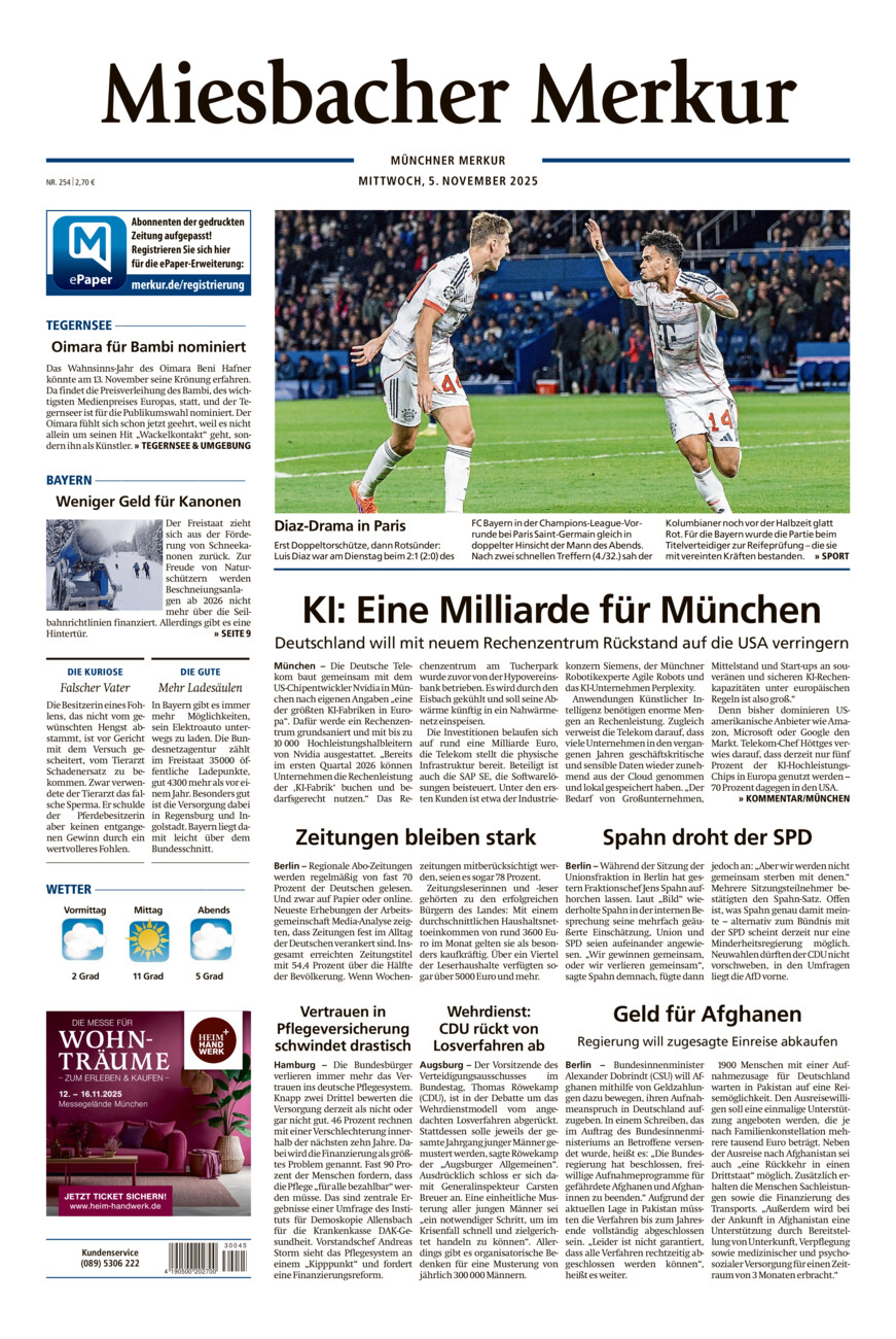 Miesbacher Merkur vom Mittwoch, 05.11.2025