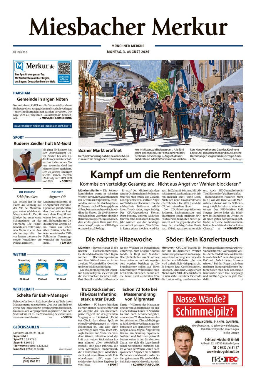 Miesbacher Merkur vom Montag, 03.08.2026
