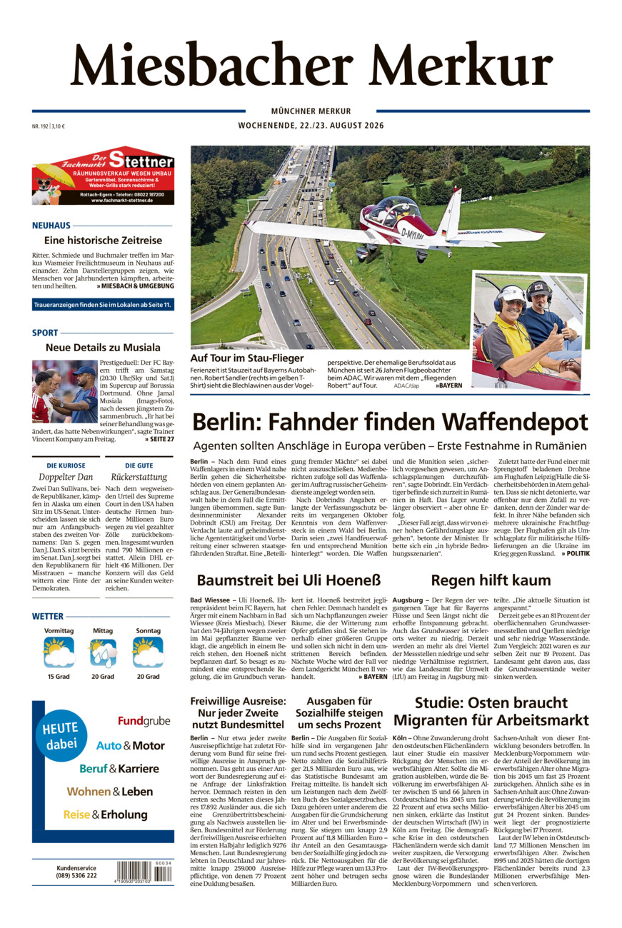 Miesbacher Merkur vom Samstag, 22.08.2026