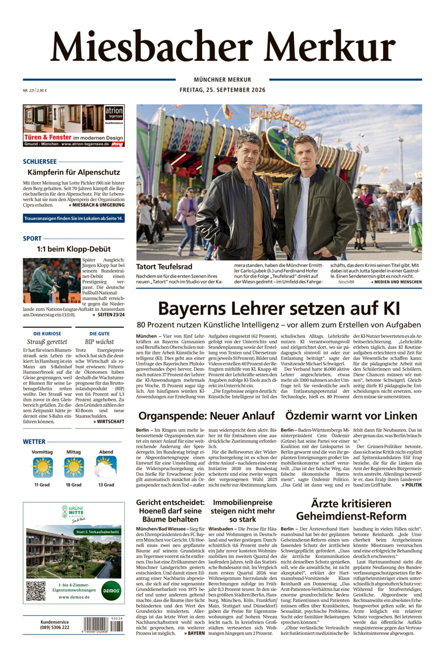 Miesbacher Merkur vom Freitag, 25.09.2026