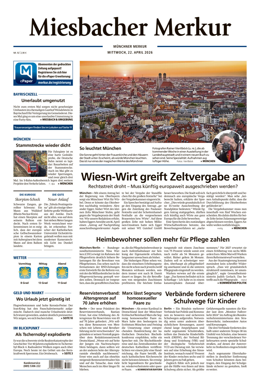 Miesbacher Merkur vom Mittwoch, 22.04.2026