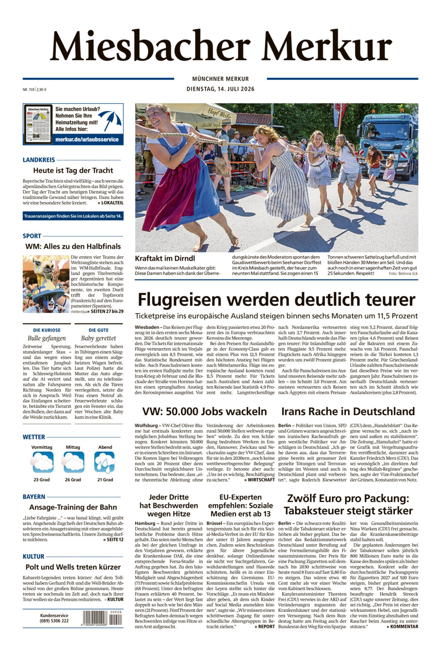 Miesbacher Merkur vom Dienstag, 14.07.2026