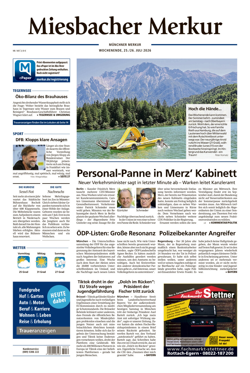 Miesbacher Merkur vom Samstag, 25.07.2026
