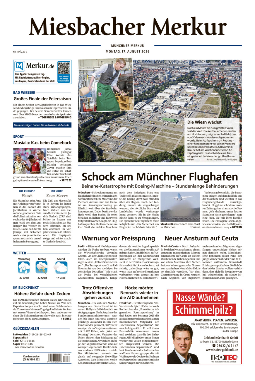 Miesbacher Merkur vom Montag, 17.08.2026