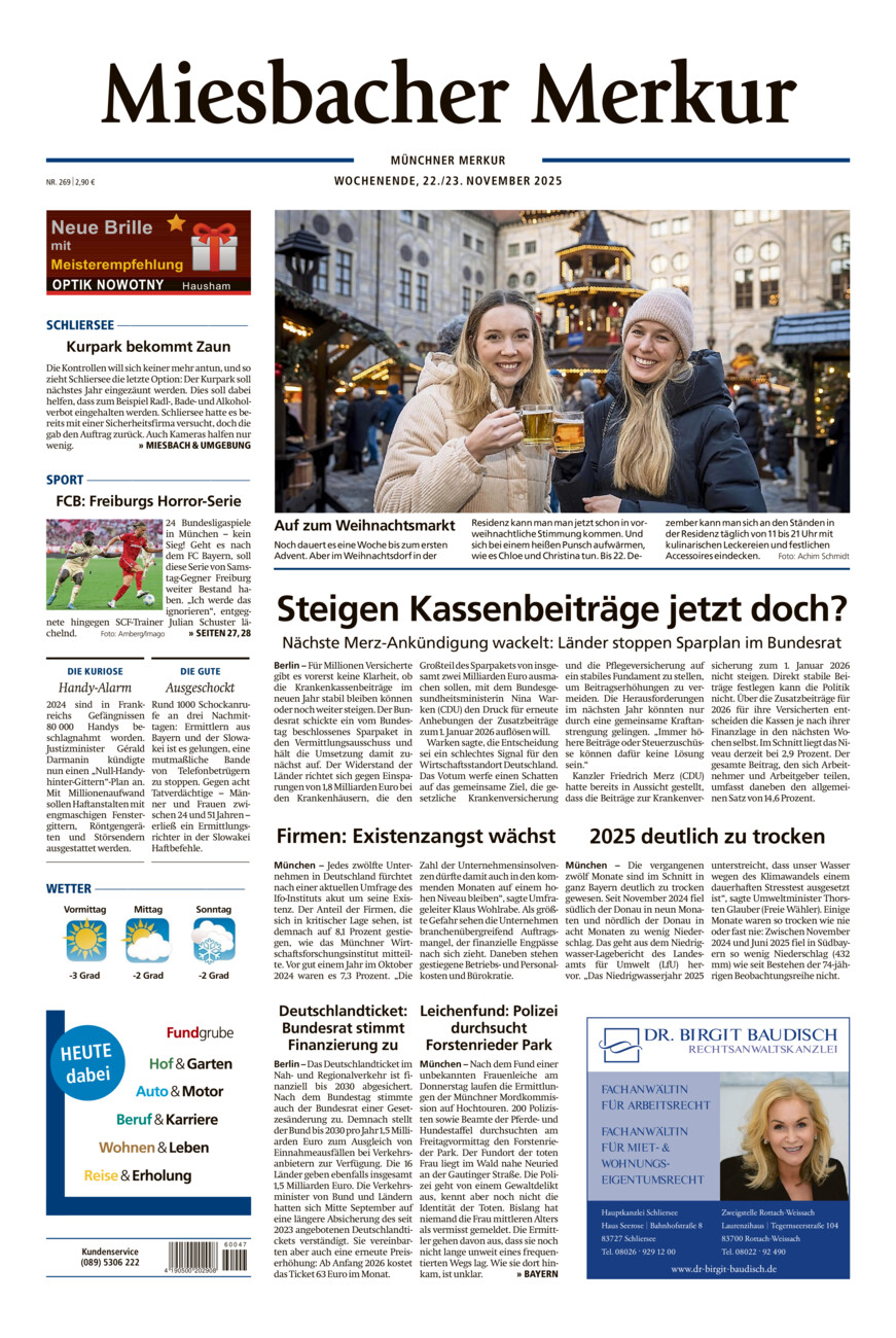Miesbacher Merkur vom Samstag, 22.11.2025