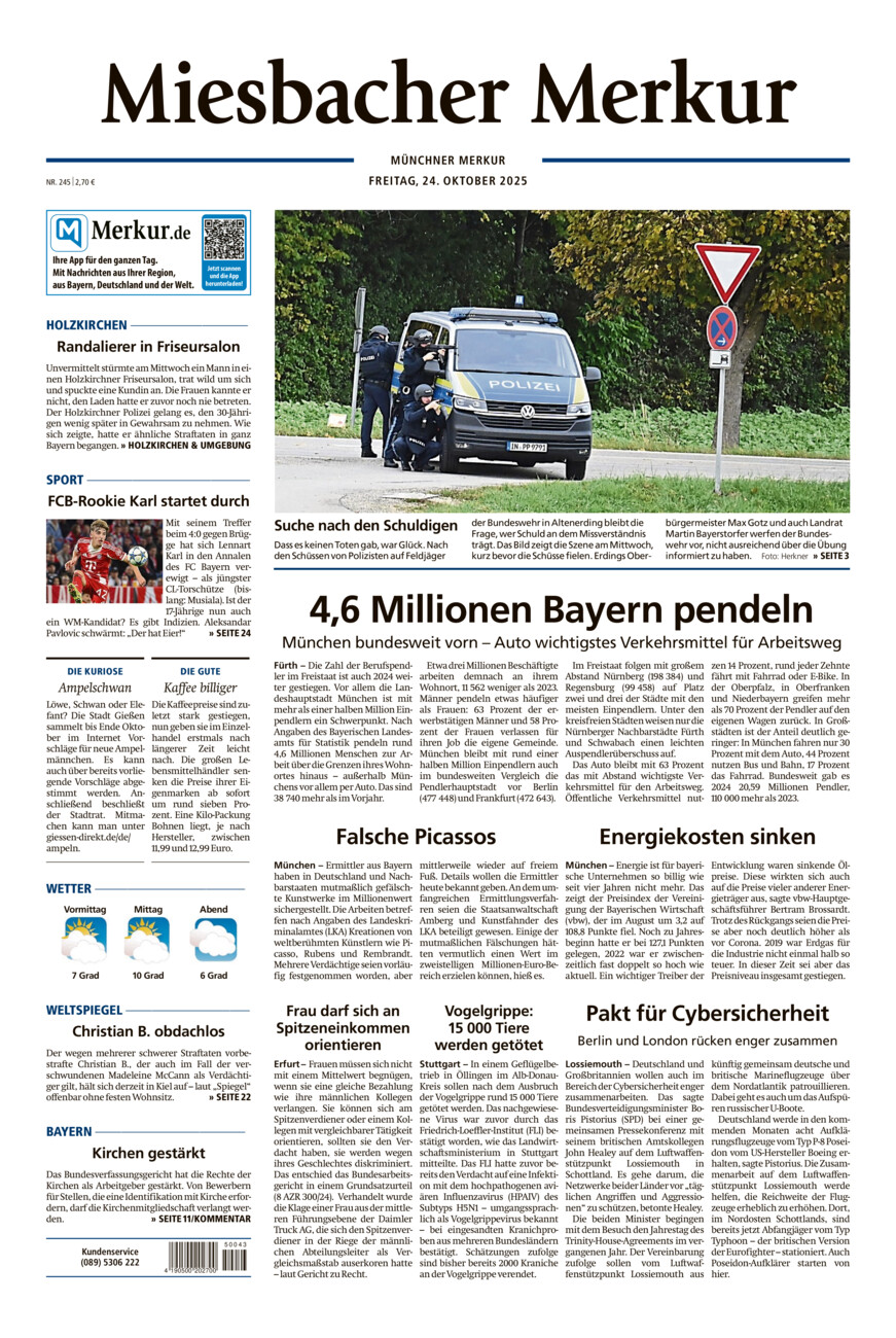 Miesbacher Merkur vom Freitag, 24.10.2025