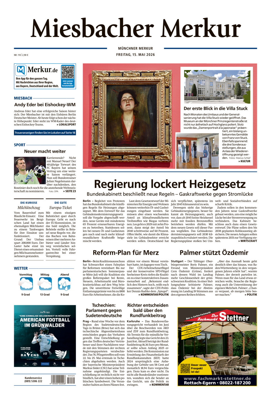 Miesbacher Merkur vom Freitag, 15.05.2026