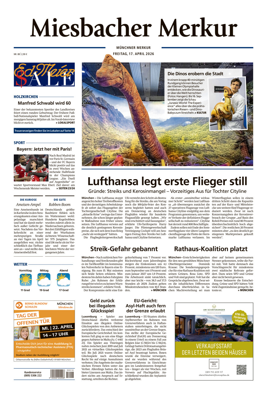 Miesbacher Merkur vom Freitag, 17.04.2026