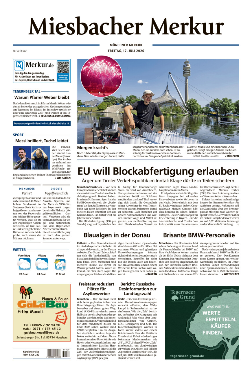 Miesbacher Merkur vom Freitag, 17.07.2026