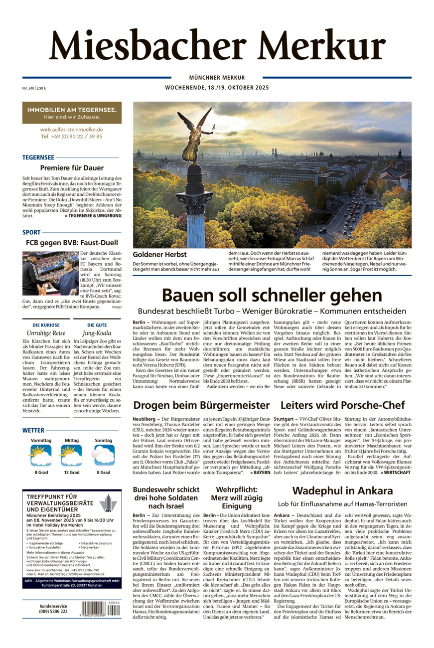 Miesbacher Merkur vom Samstag, 18.10.2025