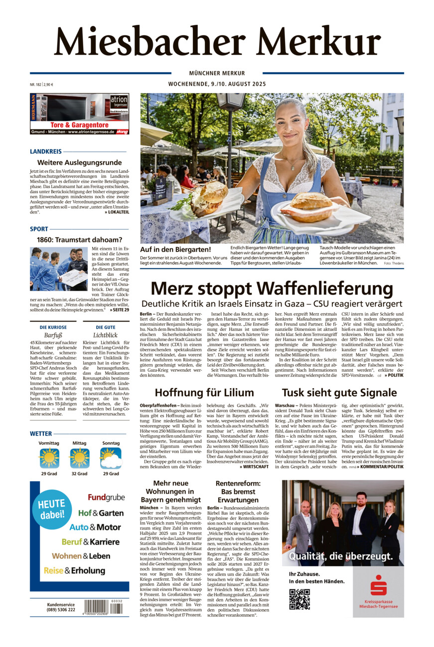 Miesbacher Merkur vom Samstag, 09.08.2025