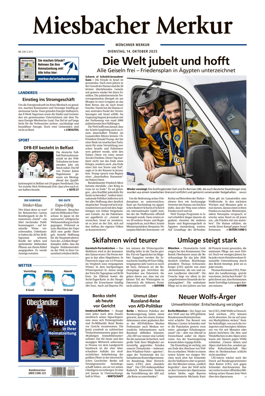 Miesbacher Merkur vom Dienstag, 14.10.2025