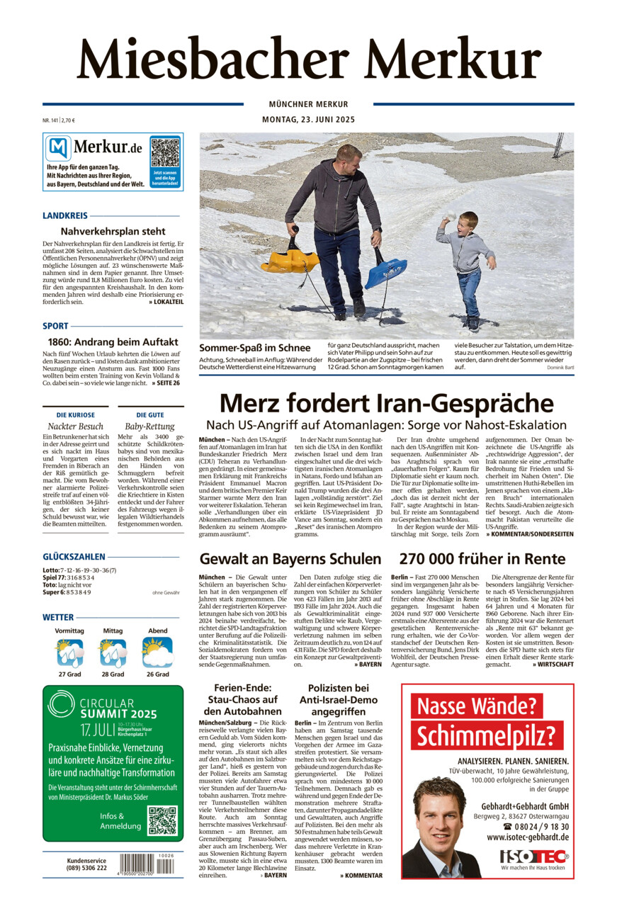 Miesbacher Merkur vom Montag, 23.06.2025