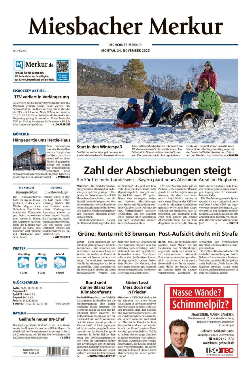 Miesbacher Merkur vom Montag, 24.11.2025