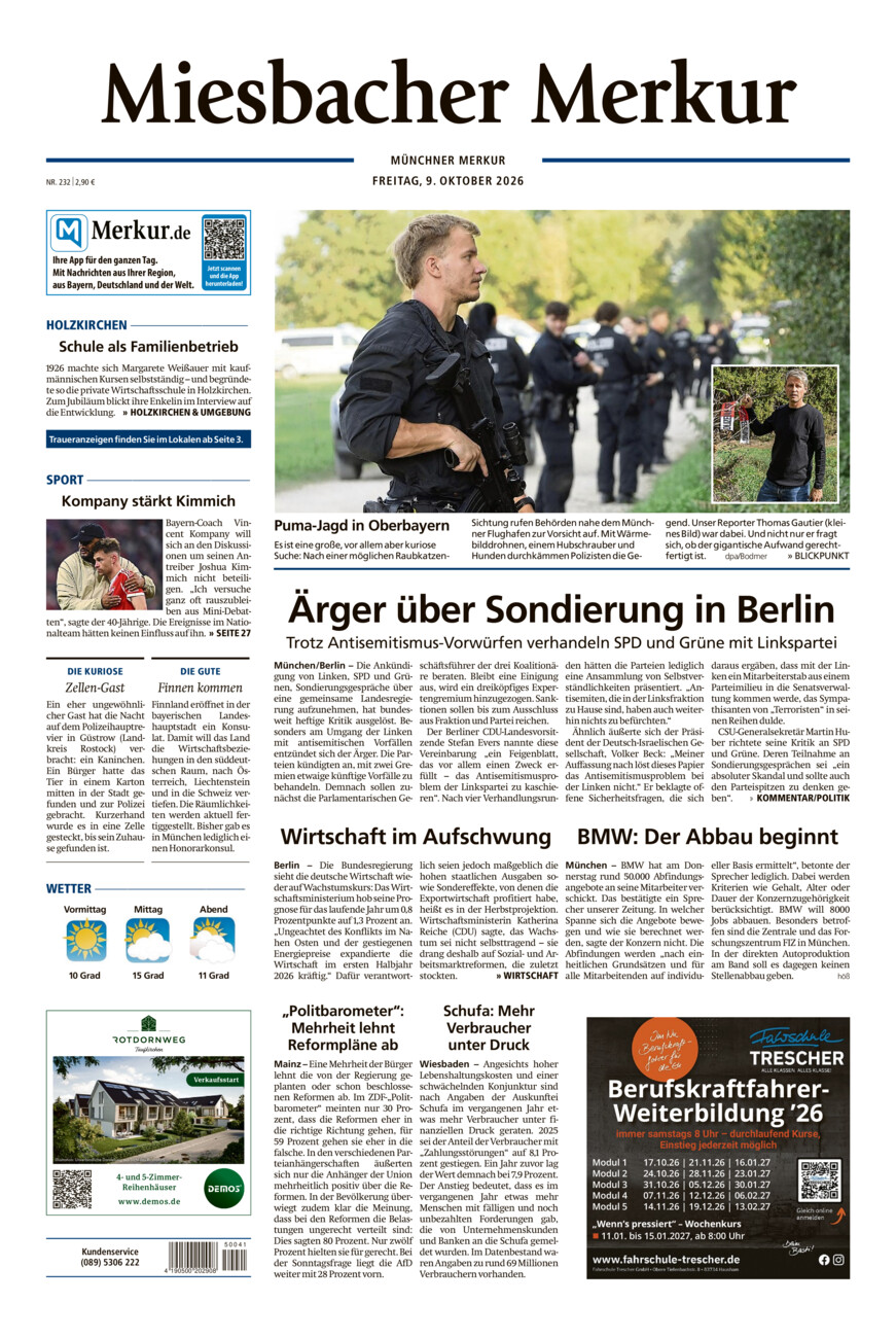 Miesbacher Merkur vom Freitag, 09.10.2026