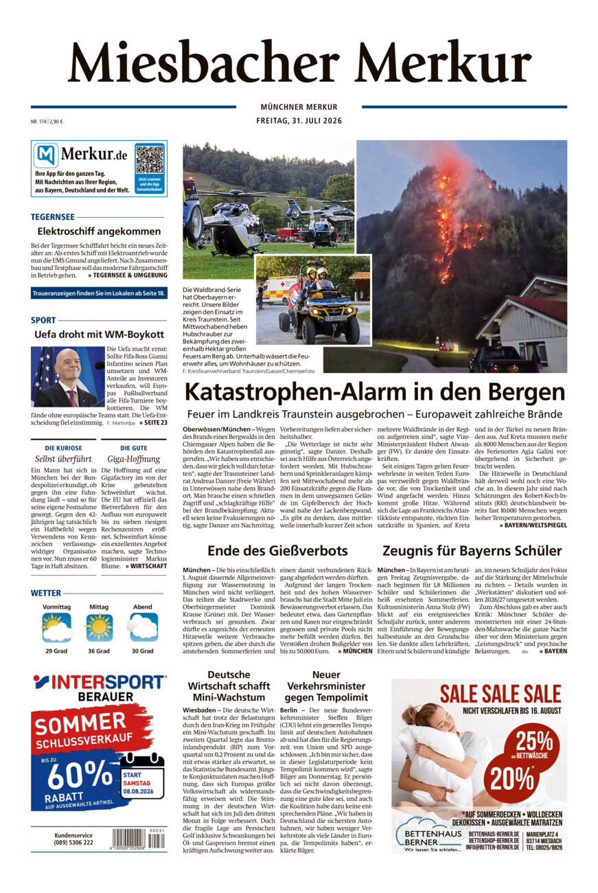 Miesbacher Merkur vom Freitag, 31.07.2026
