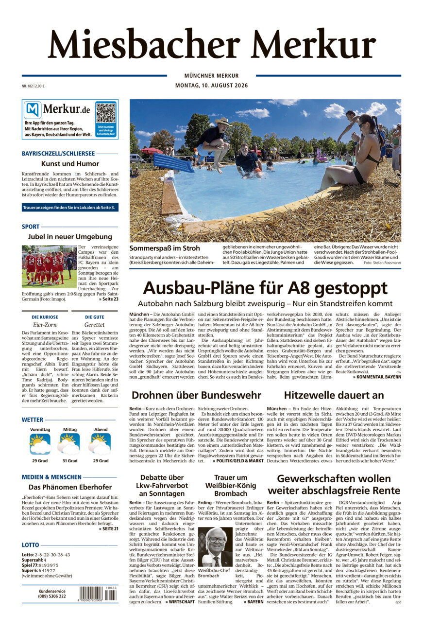 Miesbacher Merkur vom Montag, 10.08.2026