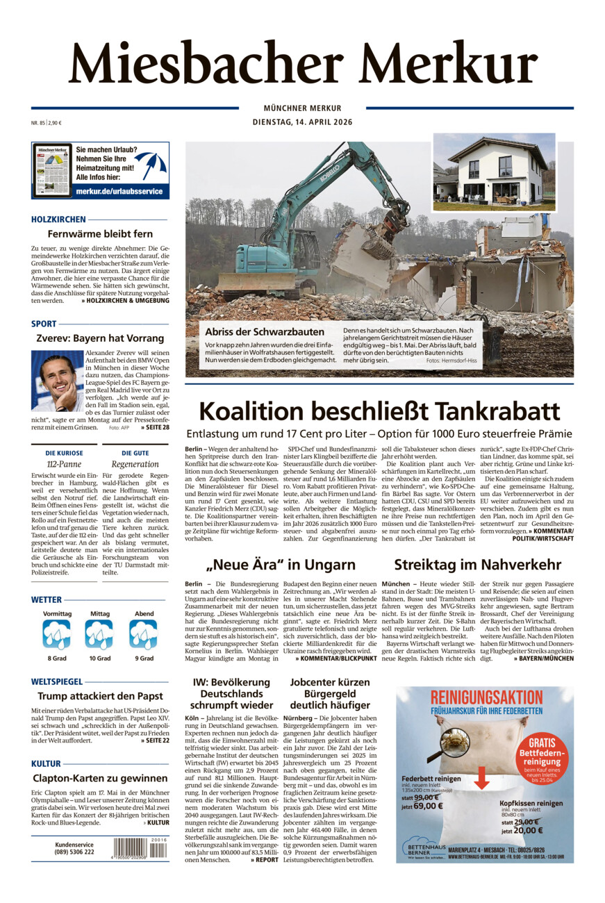 Miesbacher Merkur vom Dienstag, 14.04.2026