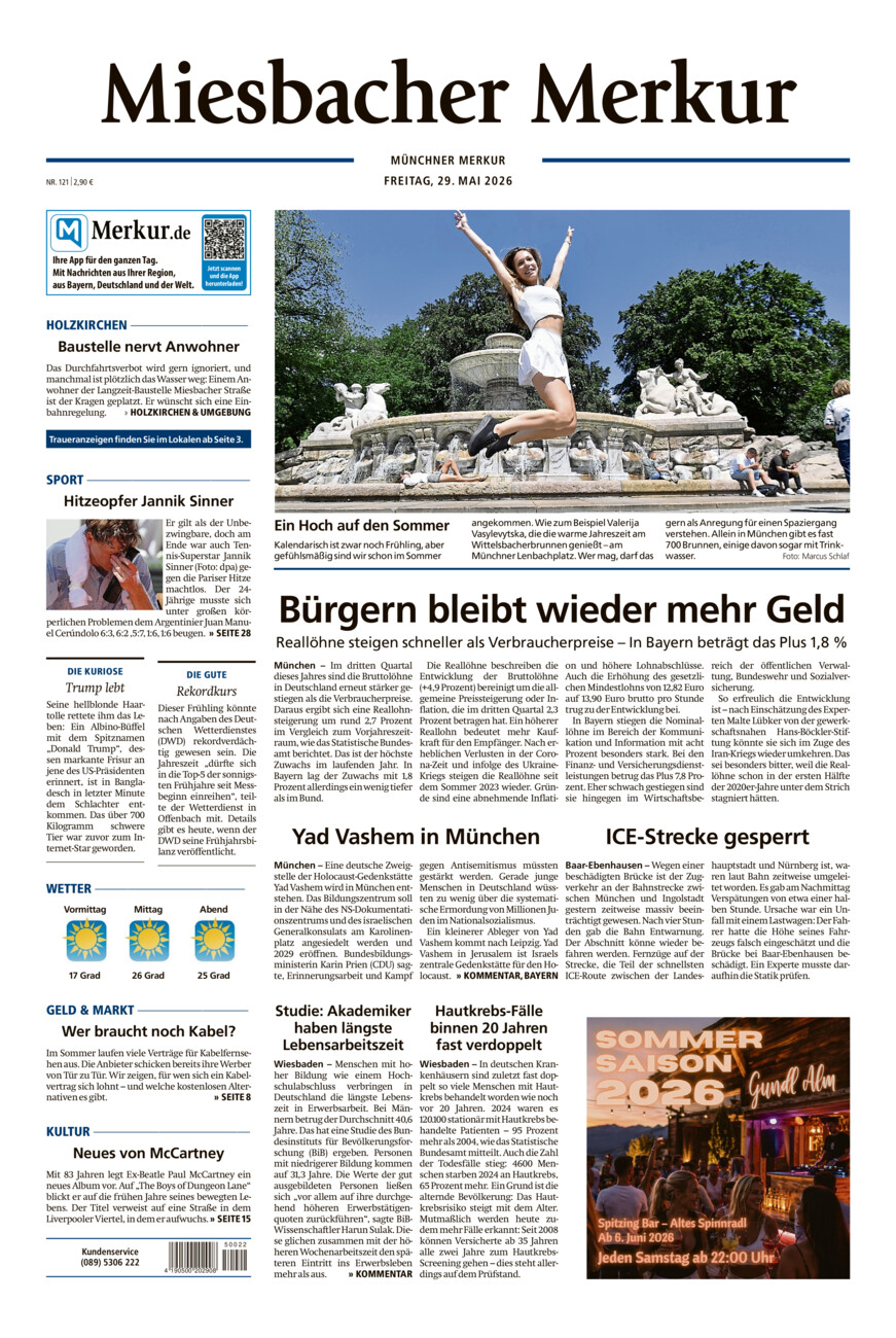 Miesbacher Merkur vom Freitag, 29.05.2026