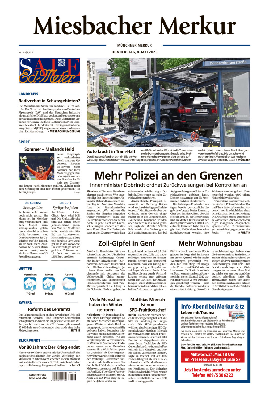 Miesbacher Merkur vom Donnerstag, 08.05.2025