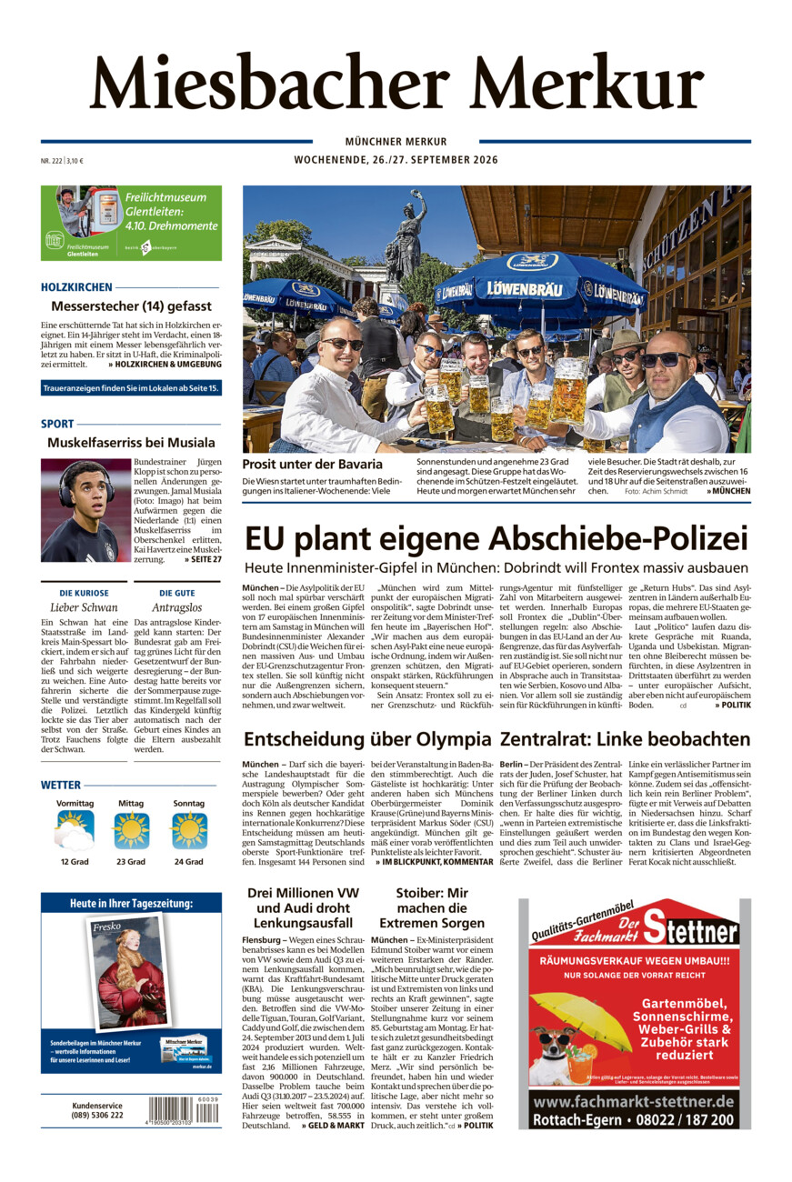 Miesbacher Merkur vom Samstag, 26.09.2026