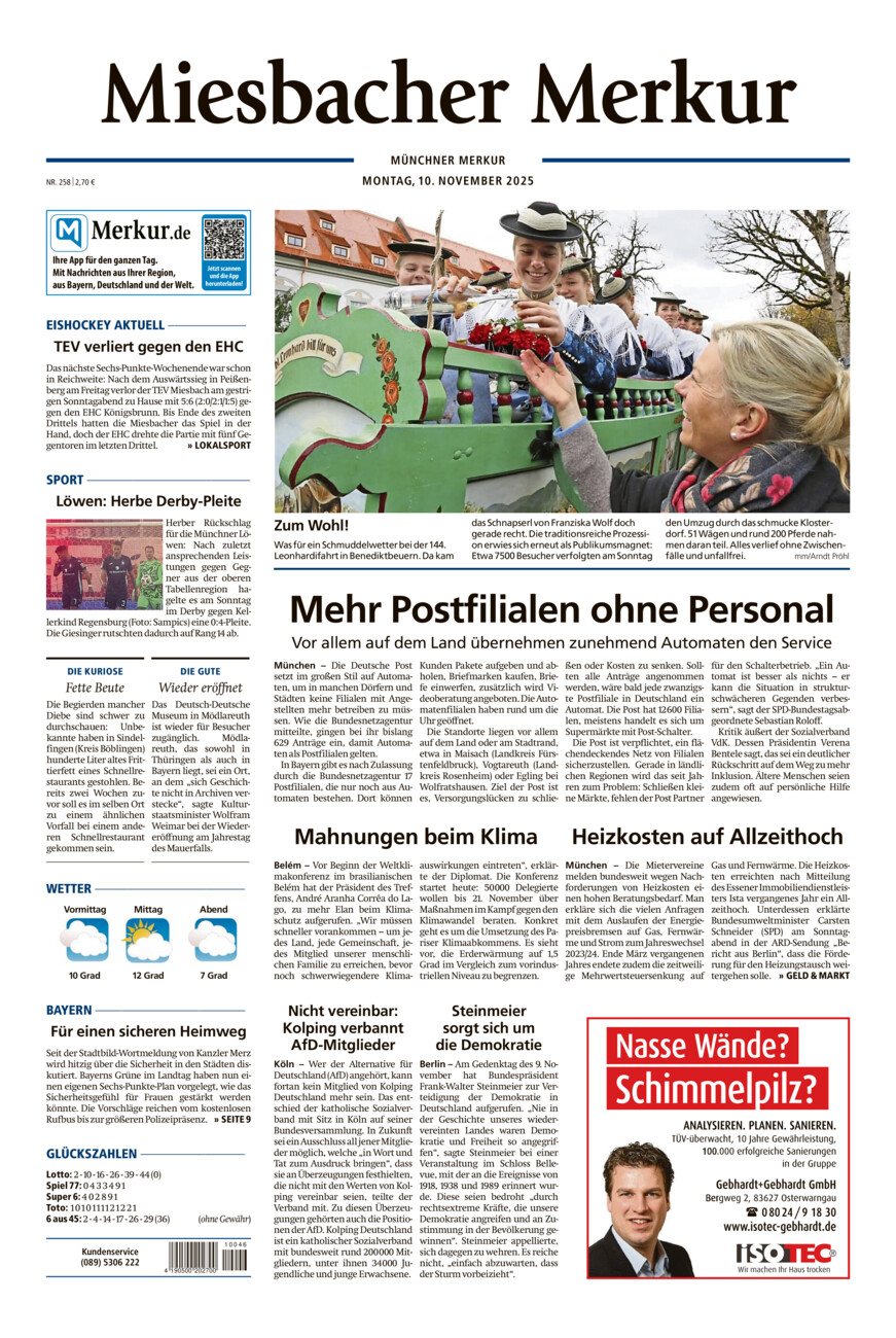 Miesbacher Merkur vom Montag, 10.11.2025