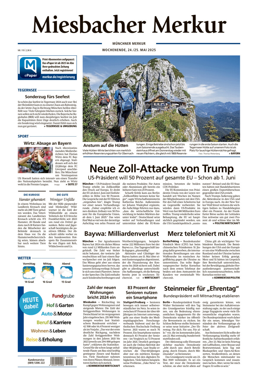 Miesbacher Merkur vom Samstag, 24.05.2025