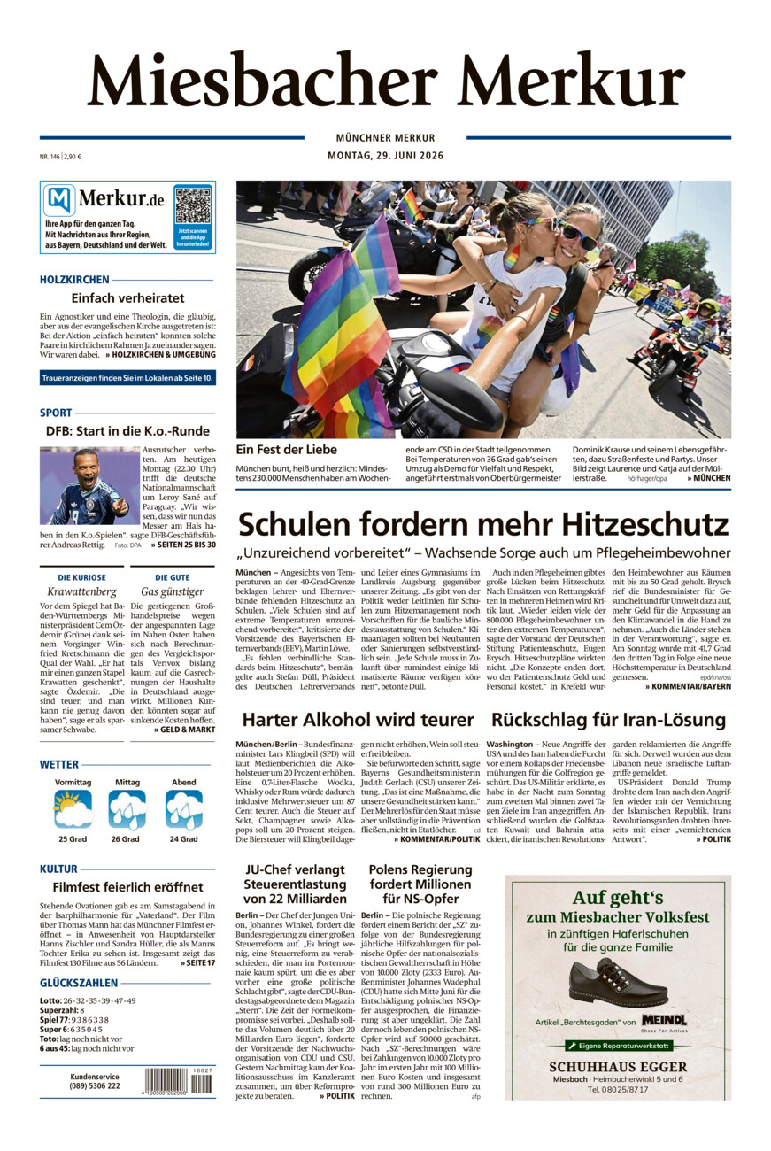 Miesbacher Merkur vom Montag, 29.06.2026