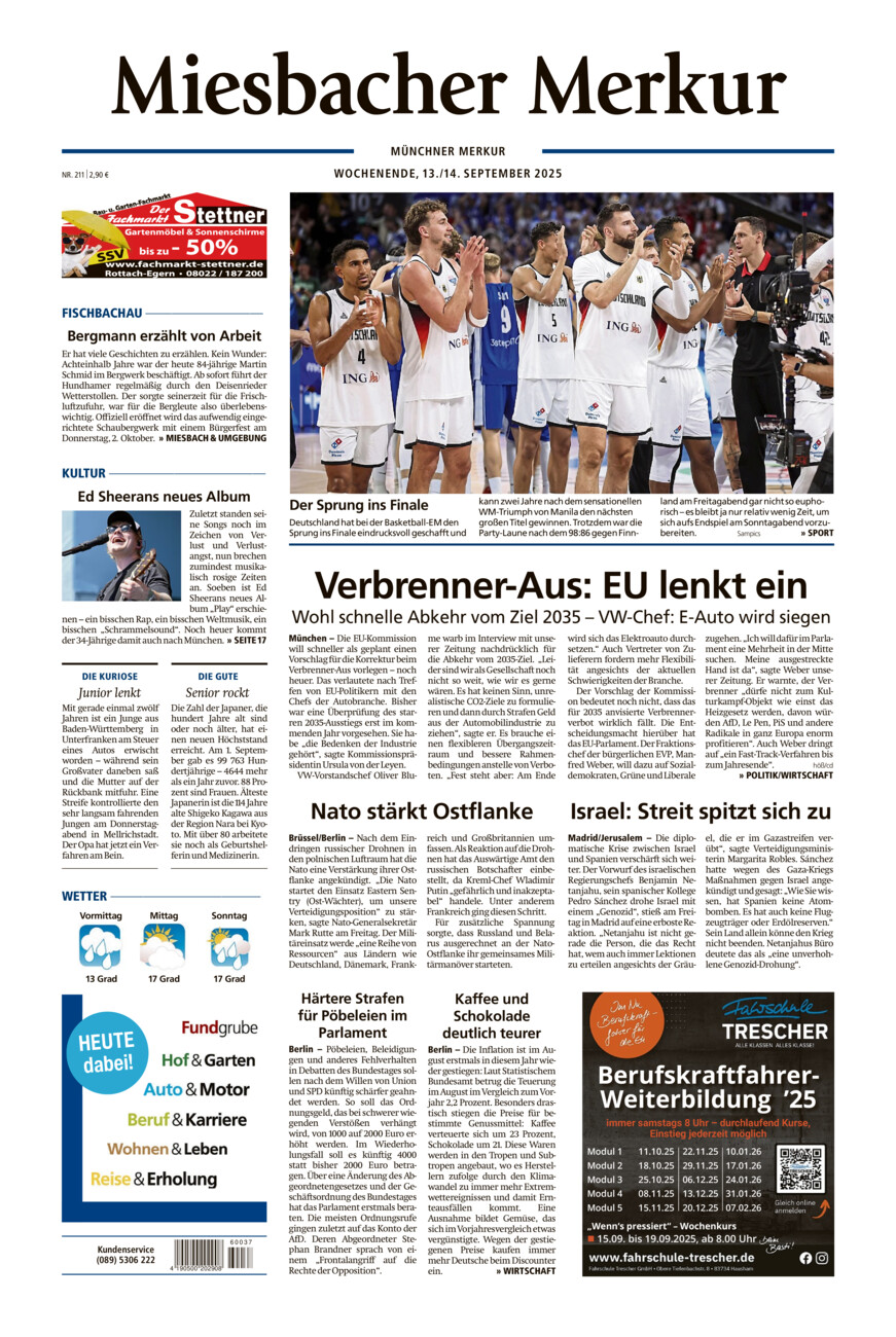 Miesbacher Merkur vom Samstag, 13.09.2025