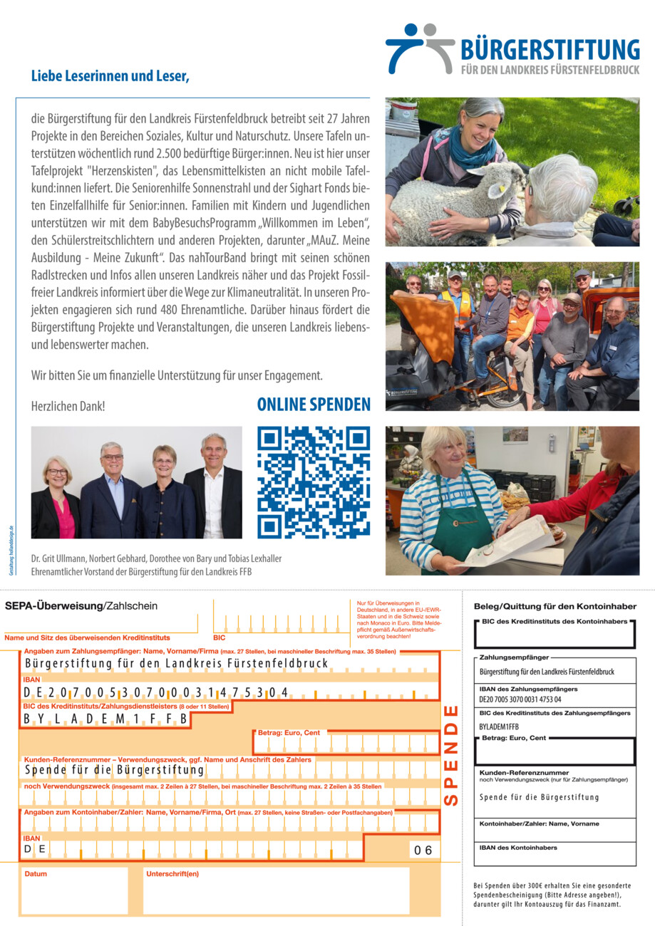Bürgerstiftung Spenden vom Samstag, 24.10.2026