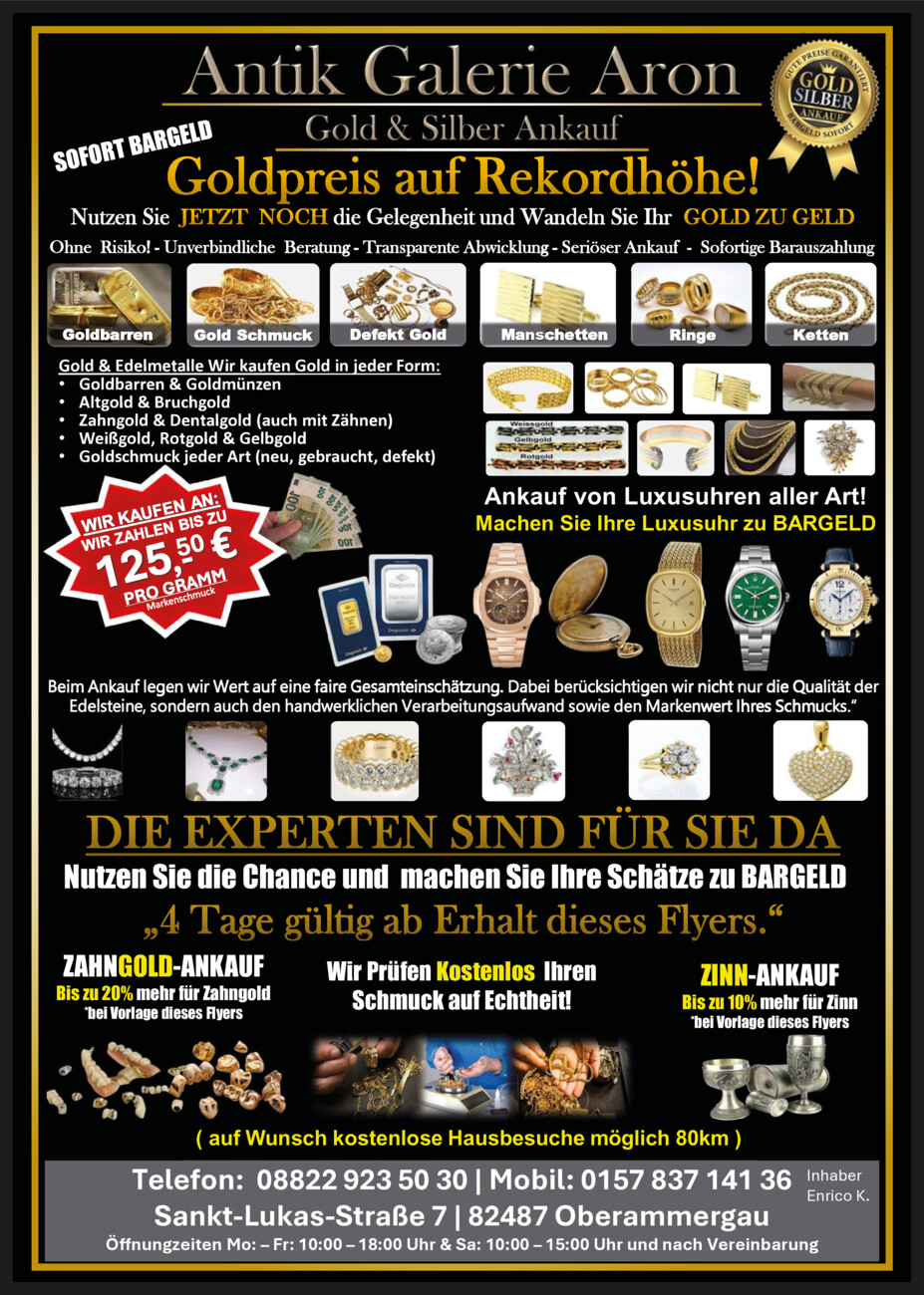 Goldankauf Antik Galerie Ahron vom Samstag, 29.11.2025